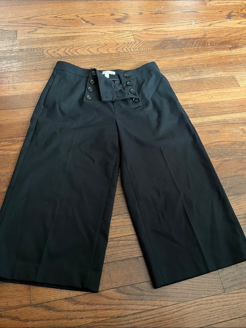 Banana Republic Black Wide-Leg Sailor Button Culottes